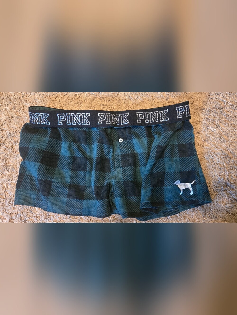 PINK Victoria's Secret Waffle Knit Buffalo Plaid Sleep Shorts – Size M